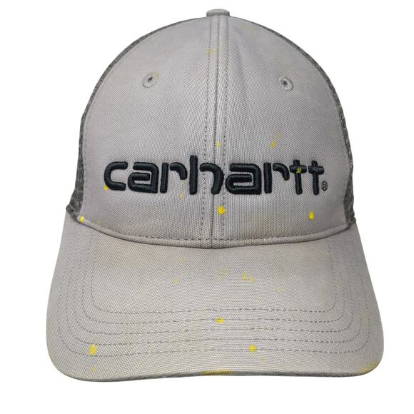 Carhartt Snapback Trucker Hat Gray One Size Mesh Back Embroidered - Picture 1 of 9